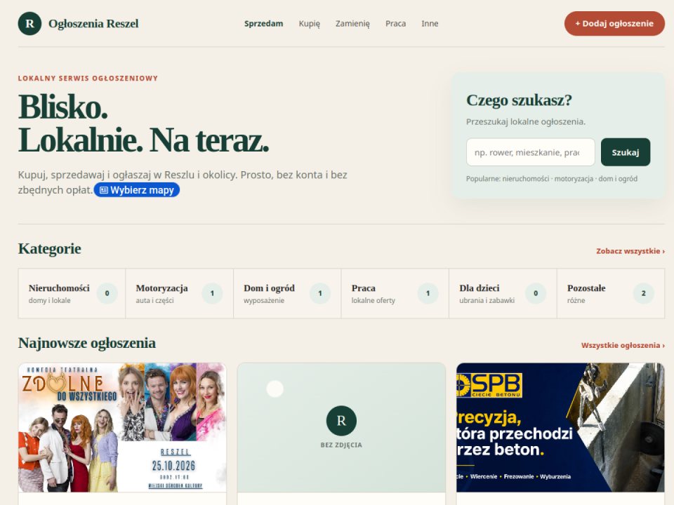 Aktualny zrzut ogłoszeń lokalnych w Reszlu