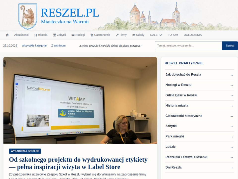 Aktualny zrzut strony Reszel.pl
