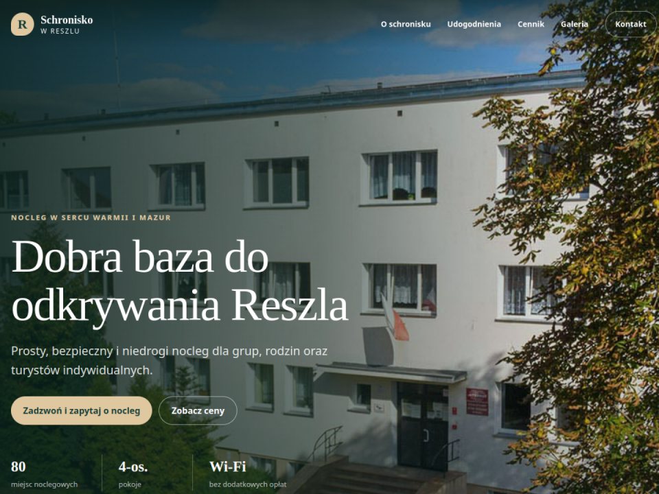 Aktualny zrzut strony Schroniska w Reszlu